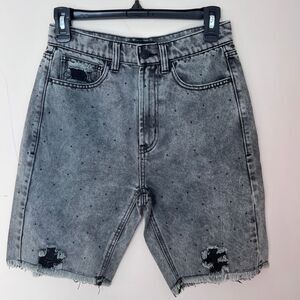 Generation Love New York Distressed‎ Denim Bermuda Shorts Gray Acid Wash